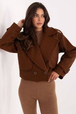 Rue Paris Short Eco-Leather Trench Coat brown one-size-fits-all