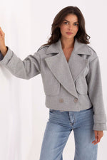 Rue Paris Short Eco-Leather Trench Coat grey one-size-fits-all