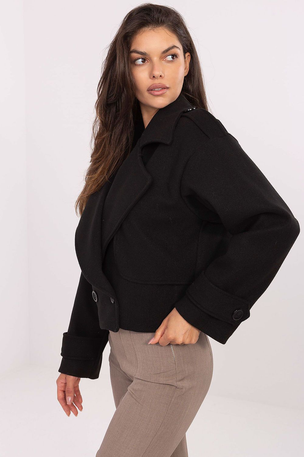 Rue Paris Short Eco-Leather Trench Coat