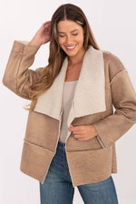 Factory Price Faux Fur Lapel Jacket beige one-size-fits-all