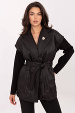 Rue Paris Quilted Buttoned Gilet Vest black one-size-fits-all