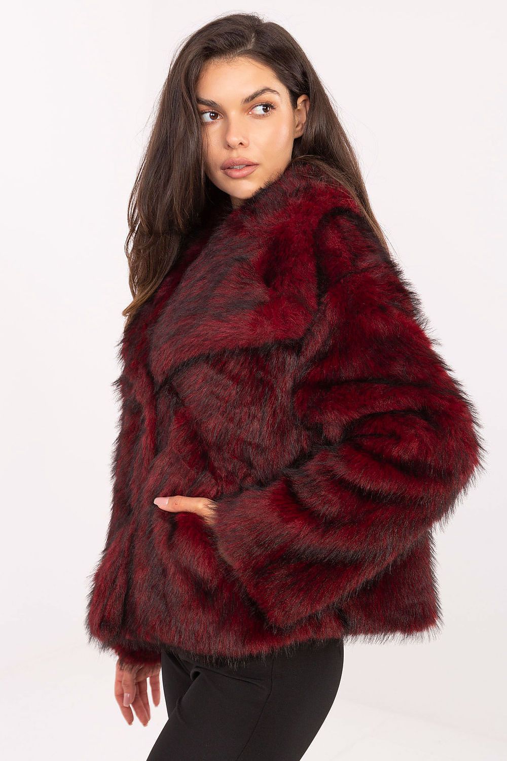 Rue Paris Faux Fur Lapel Jacket