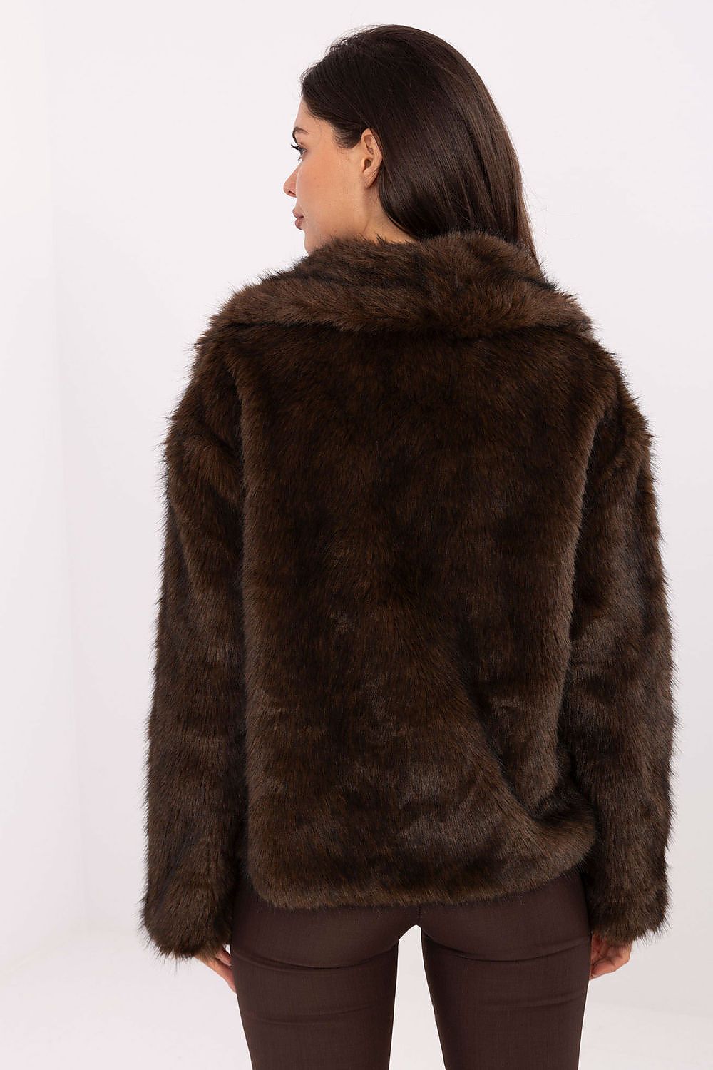 Rue Paris Faux Fur Lapel Jacket