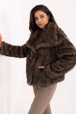 Rue Paris Faux Fur Lapel Jacket
