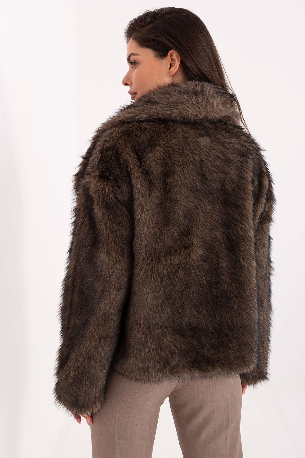 Rue Paris Faux Fur Lapel Jacket