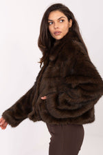 Rue Paris Fur Jacket with Wide Collar