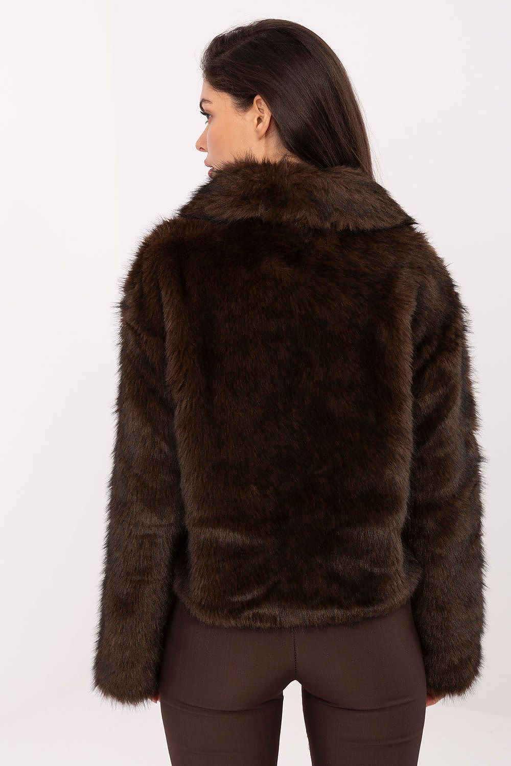 Rue Paris Fur Jacket with Wide Collar
