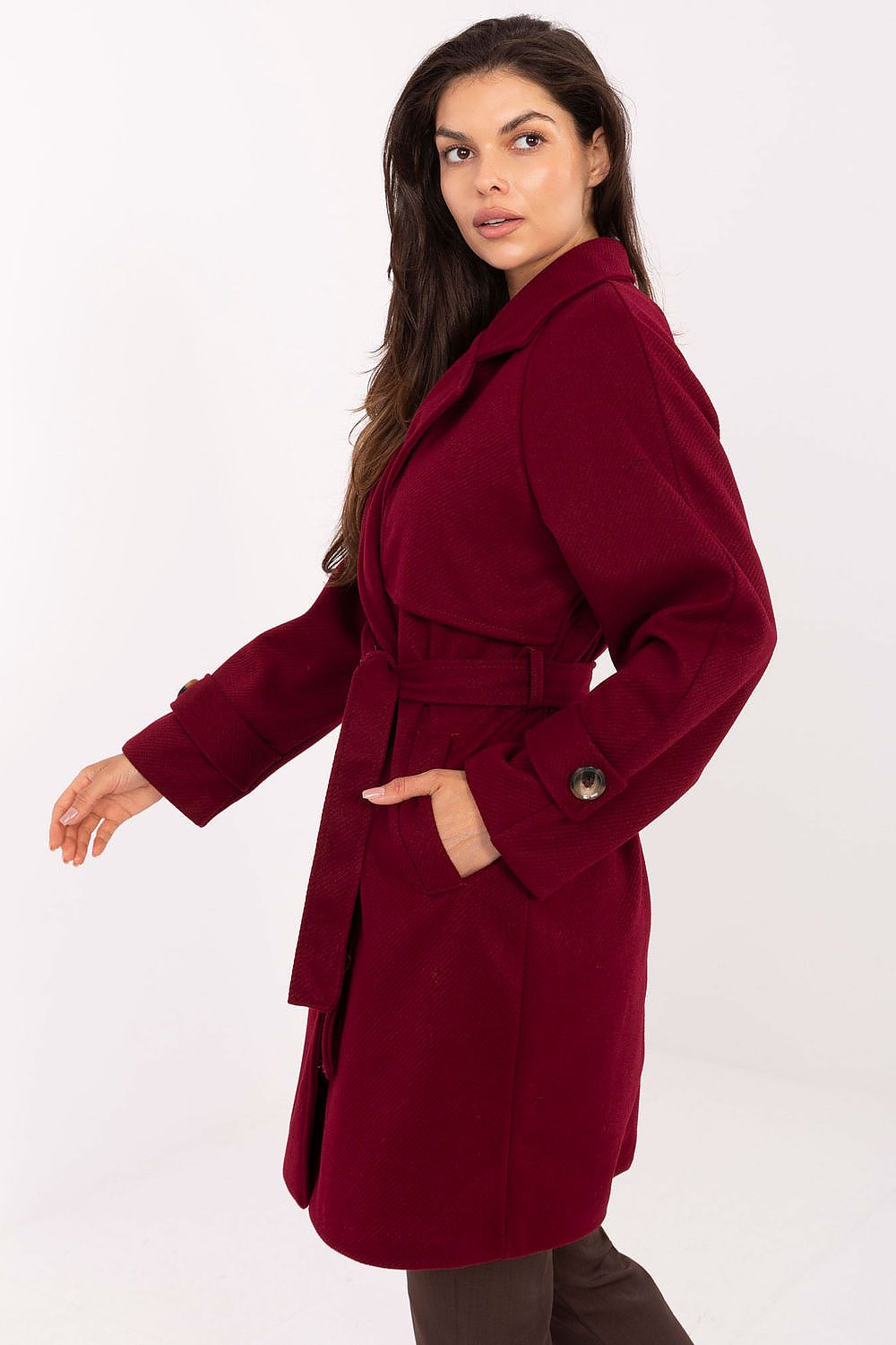 Rue Paris Knee-Length Belted Transitional Coat