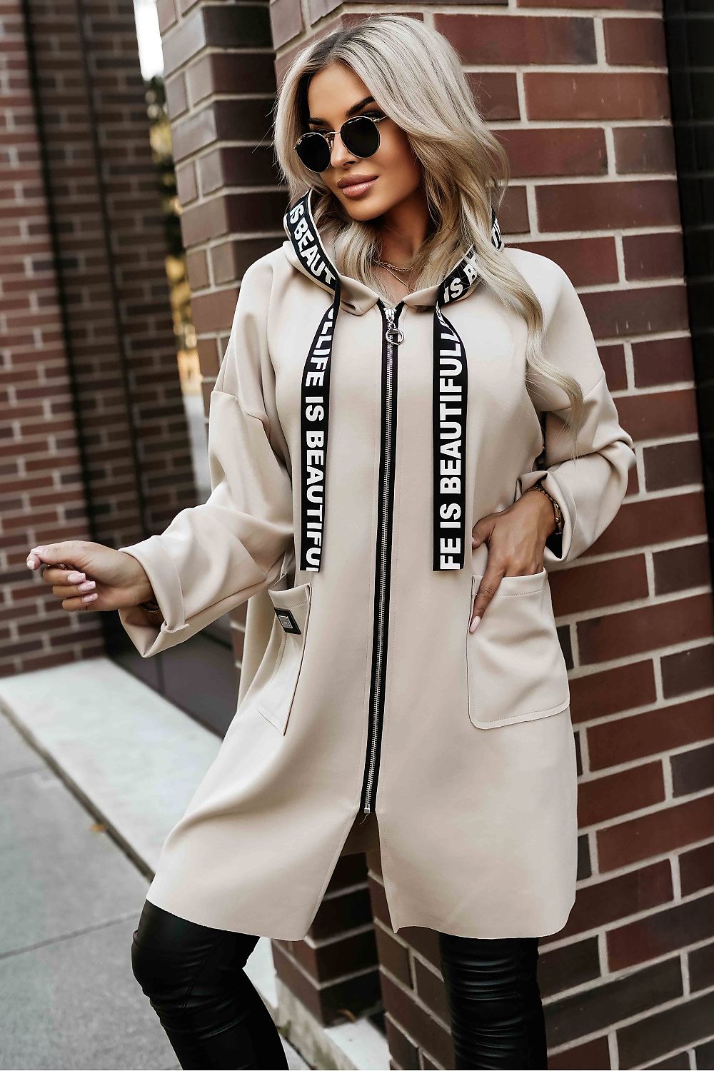Numoco Hooded Drawstring Coat