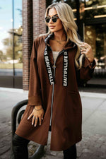 Numoco Hooded Drawstring Coat brown one-size-fits-all
