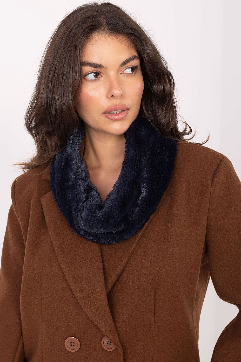 AT Fluffy Infinity Scarf navy blue one-size-fits-all