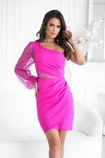 Bicotone Mini Sequin One-Shoulder Crinkle Dress violet 2