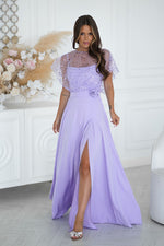 Bicotone Sequin Bolero Thin-Strap Rose Belt Maxi Dress violet 2