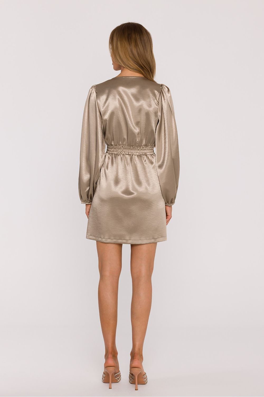 Moe Long Sleeve Fitted Satin Short Dress