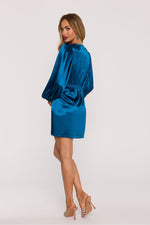 Moe Long Sleeve Fitted Satin Short Dress