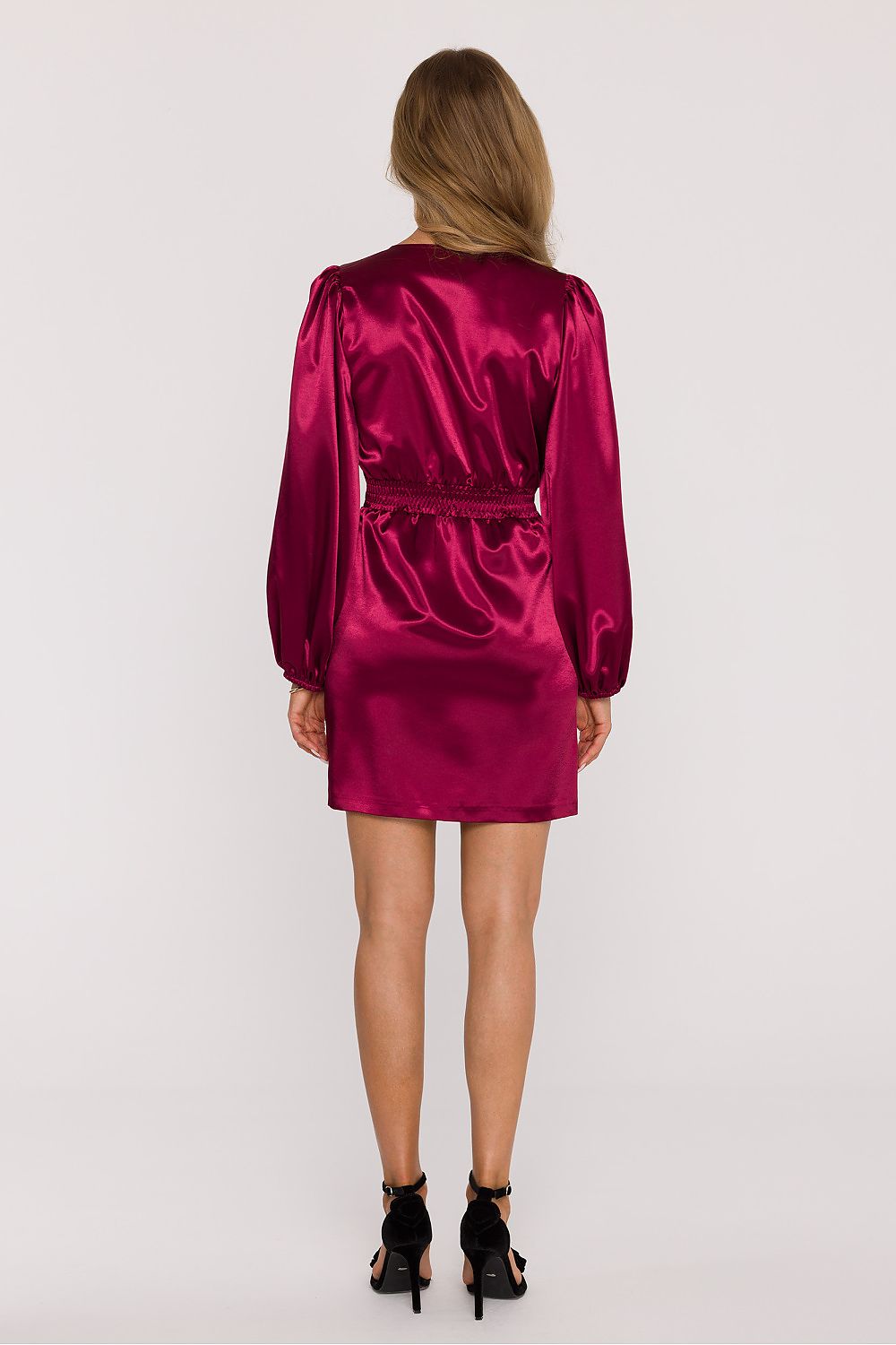 Moe Long Sleeve Fitted Satin Short Dress