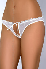 Axami White Sheer Tulle Open-Back Panties white