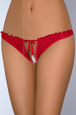 Axami Red Open-Cut Tulle Mesh Crotchless Panties Red red