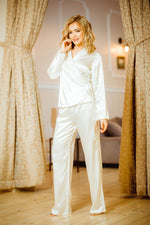 Kalimo Rawa Two-Piece Satin Pyjama Set beige