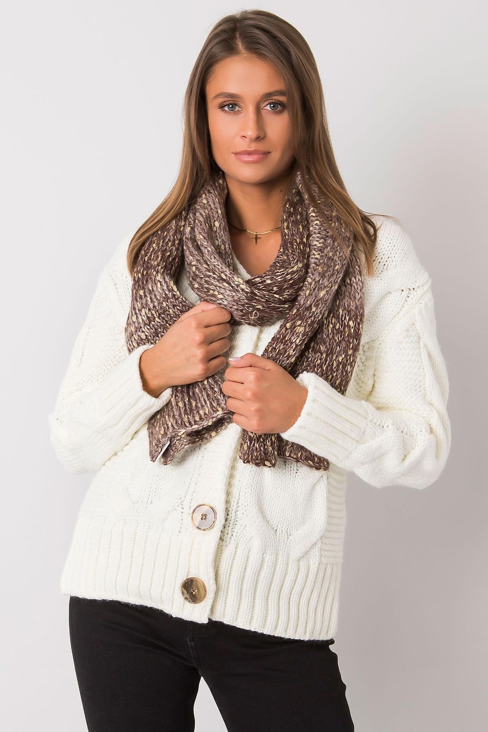 AT Metallic Thread Scarf beige one-size-fits-all