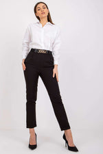 Italy Moda High-Rise Elastic Waist Trousers black