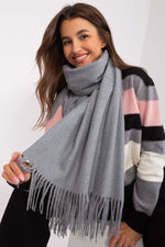 AT Warm Tassel Winter Shawl Scarf grey one-size-fits-all
