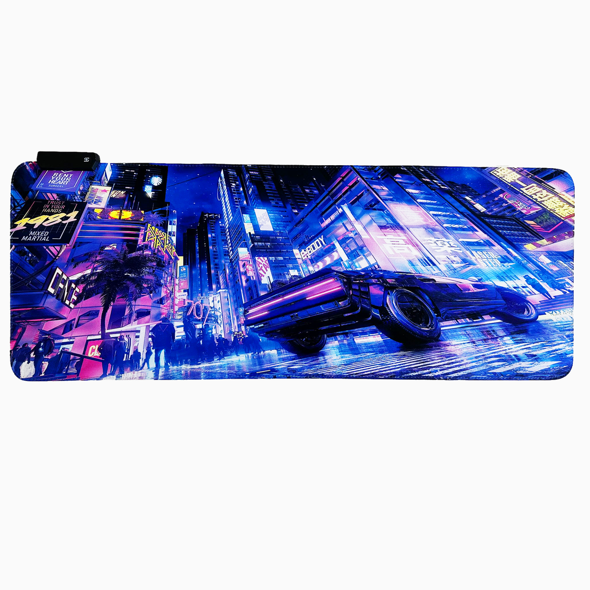 Cyberpunk Night City Dystopian DS5 LED Mouse Mat Mouse Pad 7 led lights smooth surface