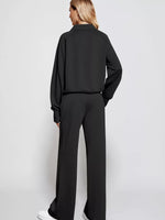 Half-Zip Sweatshirt and Wide-Leg Pants Two-piece Loungewear Set