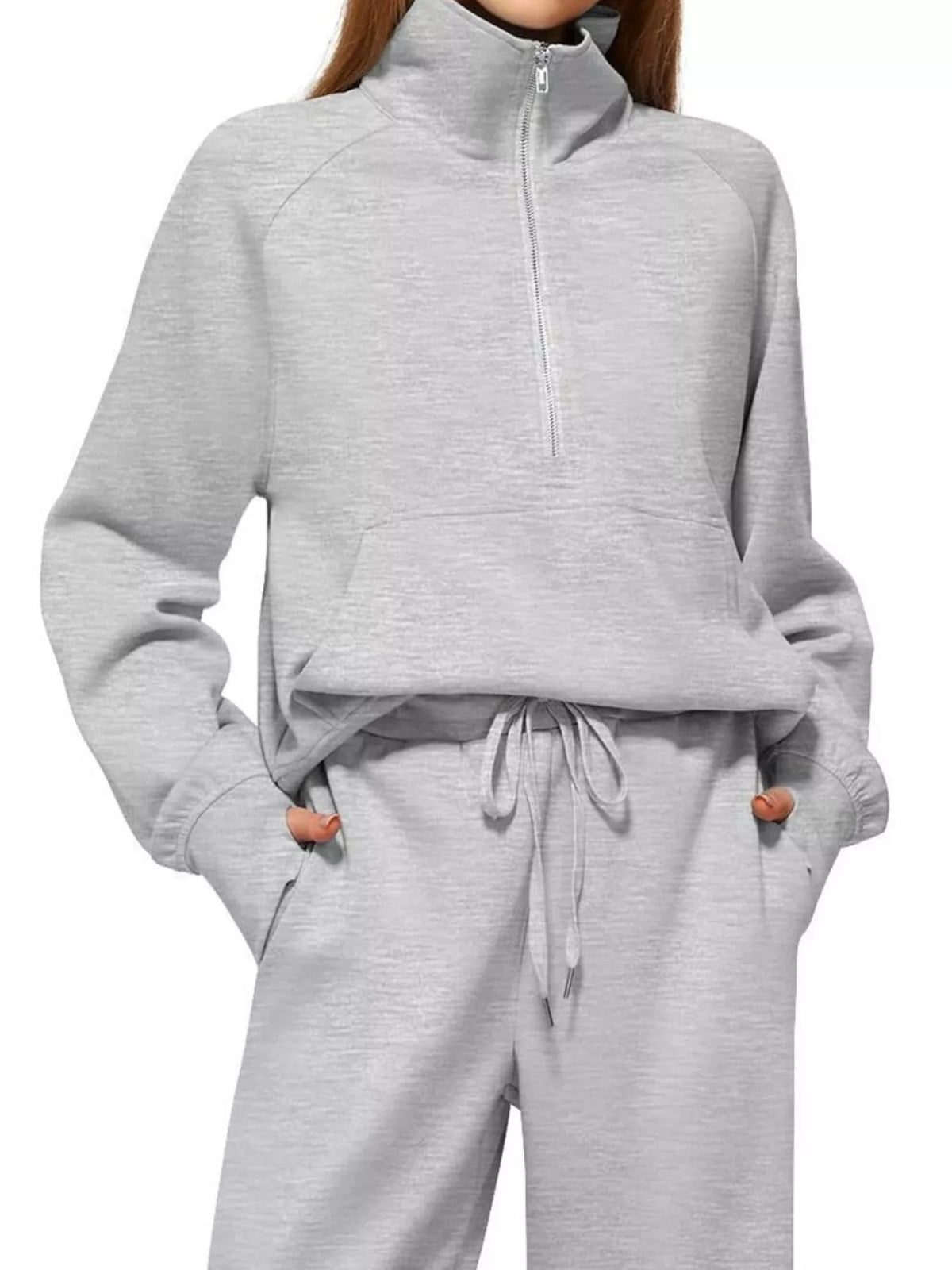 Half-Zip Sweatshirt and Wide-Leg Pants Two-piece Loungewear Set