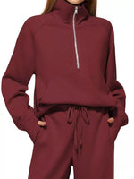 Half-Zip Sweatshirt and Wide-Leg Pants Two-piece Loungewear Set