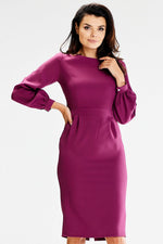 Awama Long Sleeve Fitted Day Dress violet