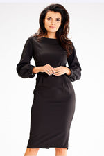 Awama Long Sleeve Fitted Day Dress black