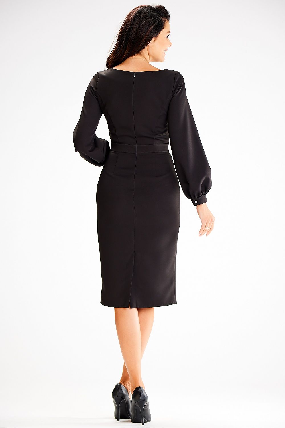 Awama Long Sleeve Fitted Day Dress