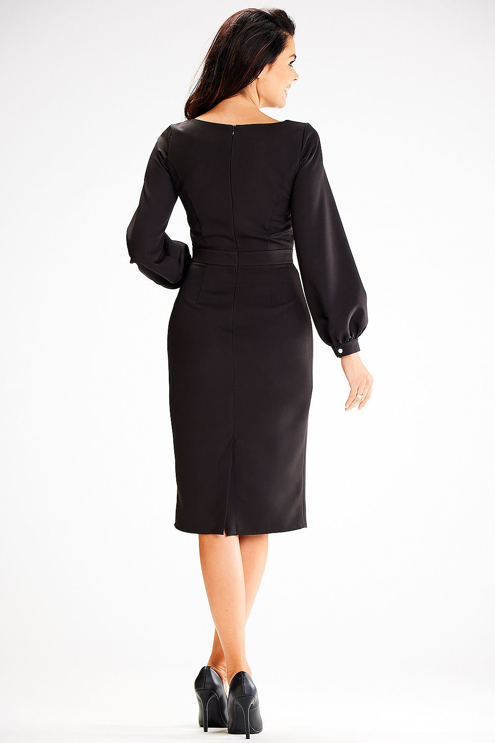 Awama Long Sleeve Fitted Day Dress