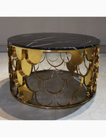Gold Nesting Coffee Table, Marble