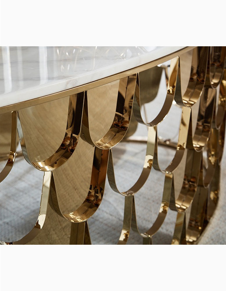 Gold Nesting Coffee Table, Marble