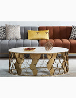 Gold Nesting Coffee Table, Marble