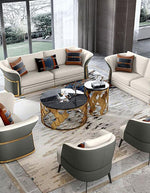 Gold Nesting Coffee Table, Marble