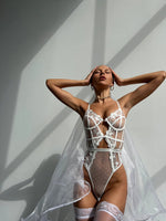 DEVOTION White Teddy Body Piece Romantic Lingerie Set