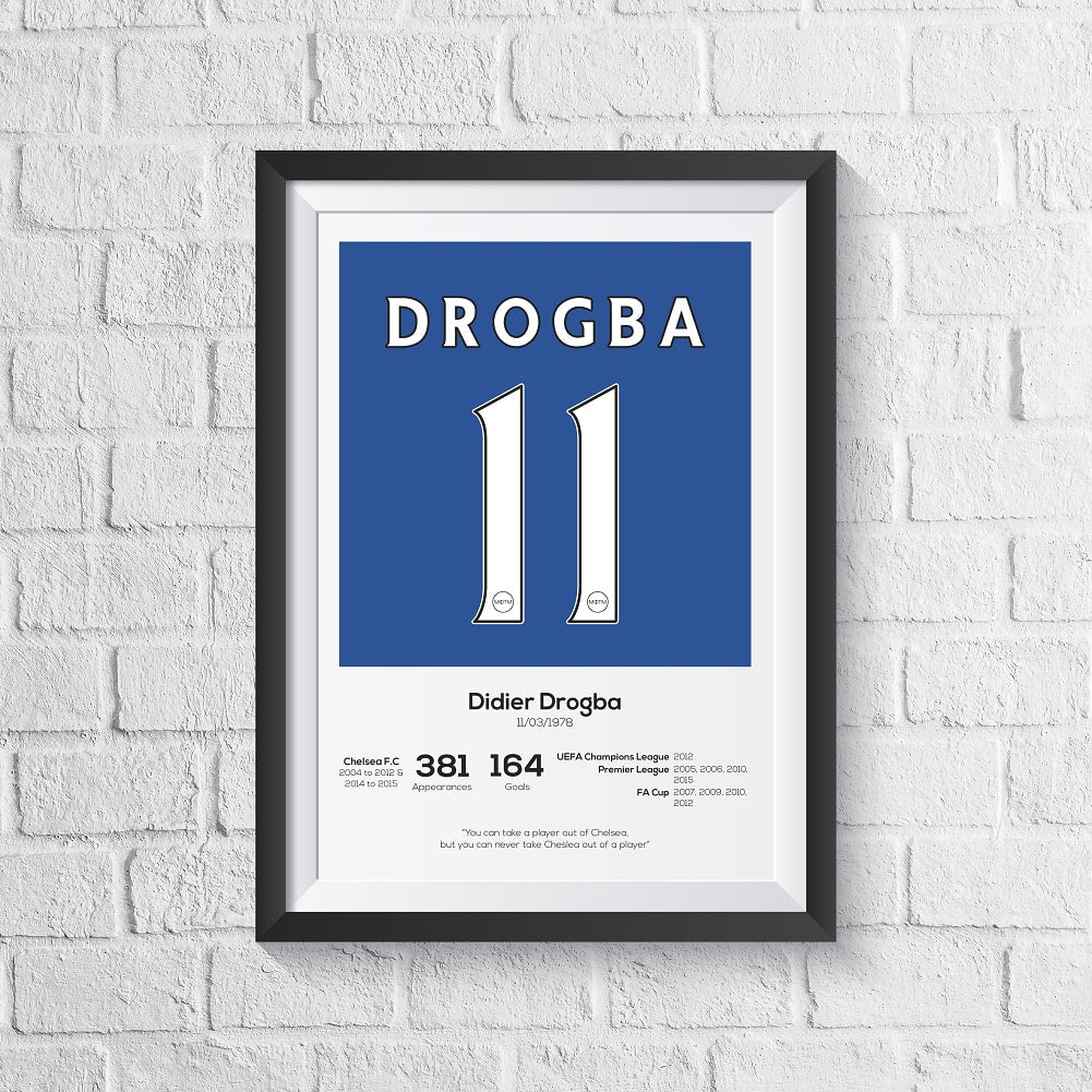 Didier Drogba Chelsea Legend Stats Print A0 - 841mm x 1189mm