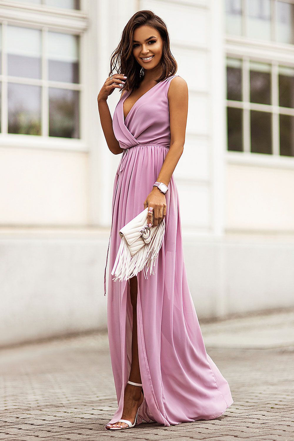 IVON Dolores Elegant Cocktail Chiffon Maxi Dress