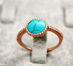 Double Sided Turquoise Ring Rose gold plated silver Turqouise