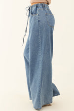 Dusk Blue Medium Wash Super Wide Leg Denim Pants