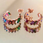 Earrings with Diagonal Cut Rainbow Coloured Stones