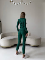 EASE Personalised Forest Green 2 Piece Ribbed Cotton Loungewear Set