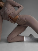 EASE Personalised 2 Piece Ribbed Cotton Loungewear Set Mocha Brown