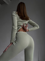 EASE Personalised 2 Piece Ribbed Cotton Loungewear Set | Sage Green