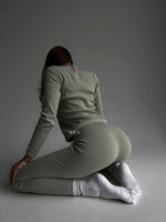 EASE Personalised 2 Piece Ribbed Cotton Loungewear Set | Sage Green