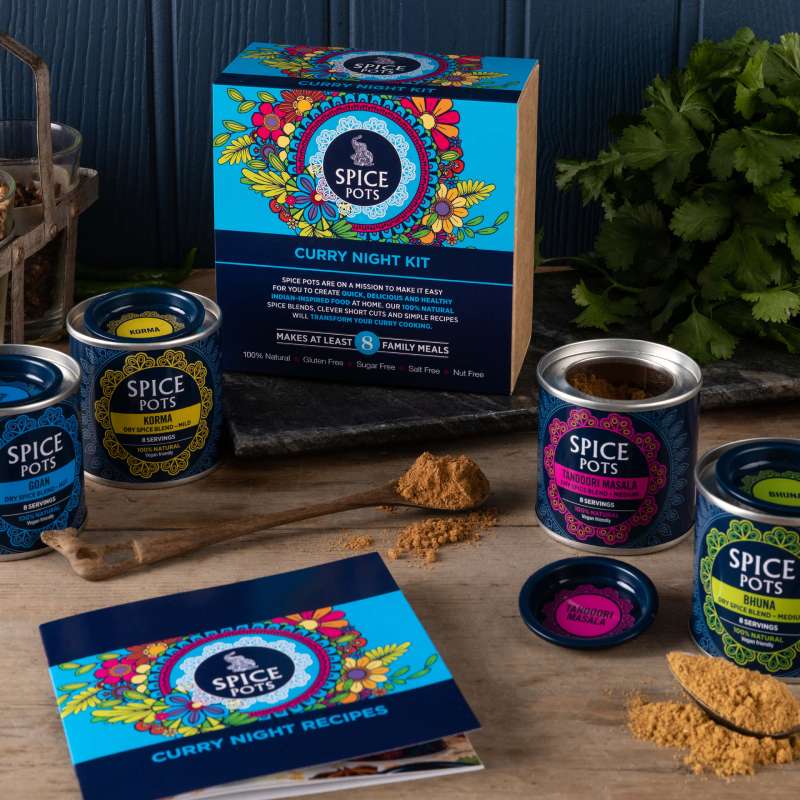 Spice Pots Easy Curry Night Kit with 8 Curry Recipes