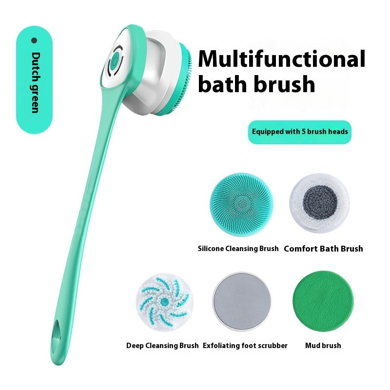 Electric Bath Brush Massage Back Exfoliation Cleaner Green